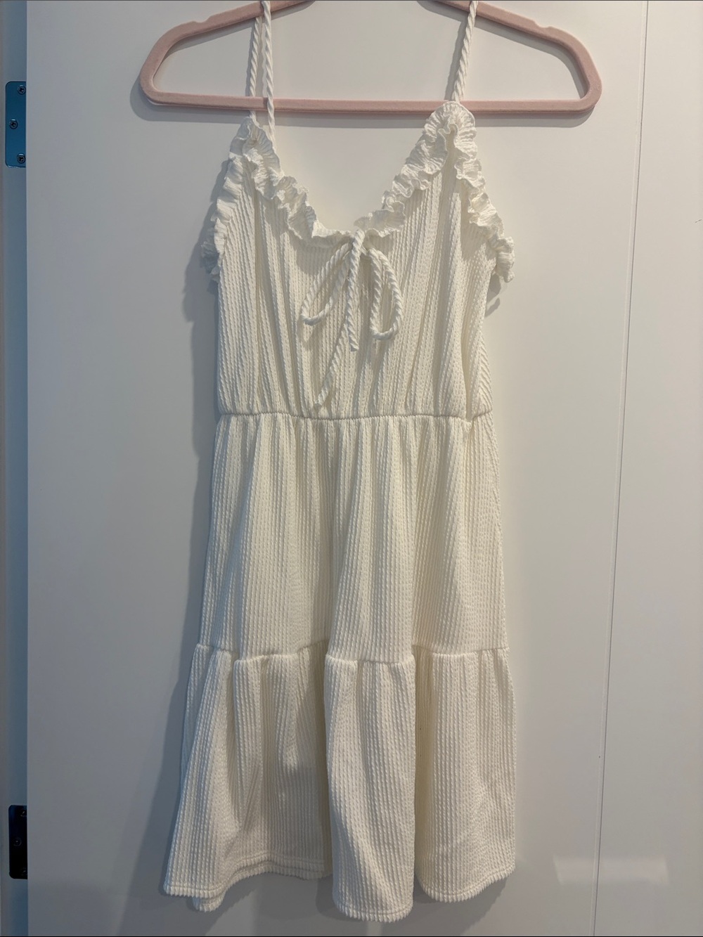Caution To The Wind Cream Ruffle Tiered Sundress
